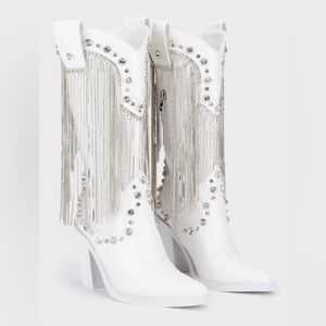 Dolls Kill White Bling Boots